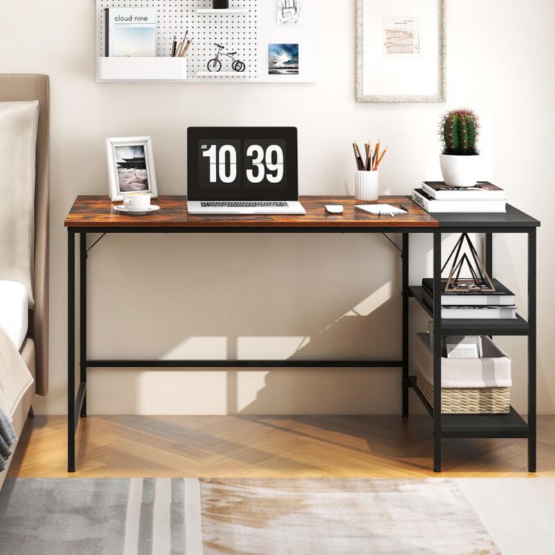Hivvago 55" Modern Industrial Style Study Writing Desk with 2 Storage Shelves