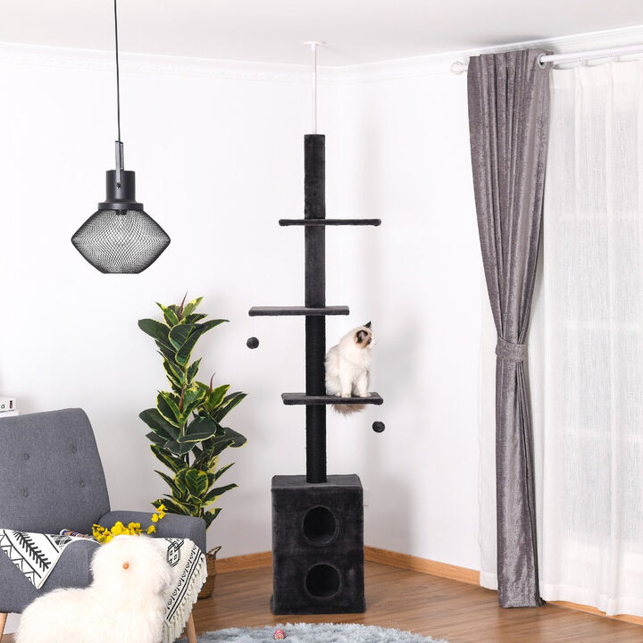 Grey Cat Palace: Adjustable 82.75"-94.5" Floor to Ceiling Activity Tree