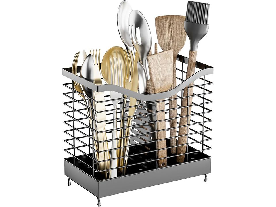 Uninol 2 Grids Utensil holder for Kitchen Counter - 7.9" x 4.3" x 7.5