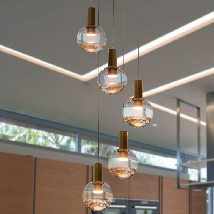 VONN Lighting 5-Light Pendant Lighting Height Adjustable Integrated LED Chandelier
