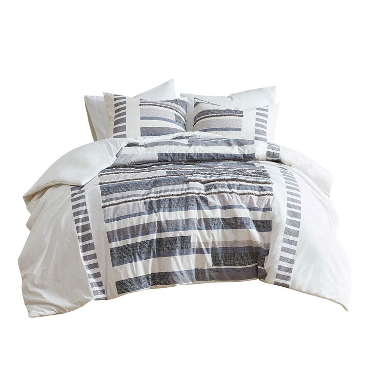 Gracie Mills Oconnor 3 Piece Boho Cotton Printed Duvet Cover Set with Trims