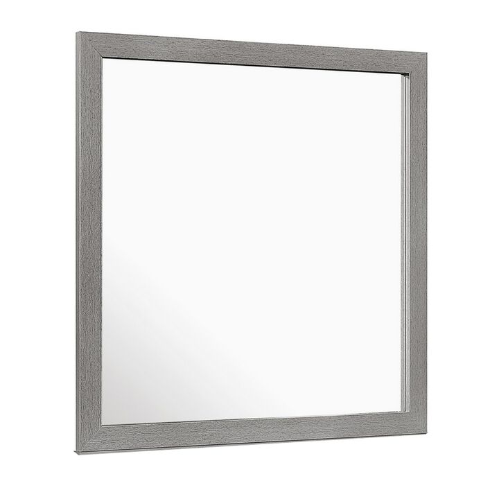 Benjara, Gray Sami 40 x 40 Dresser Mirror, Embossed Texture, Modern Style, Wood