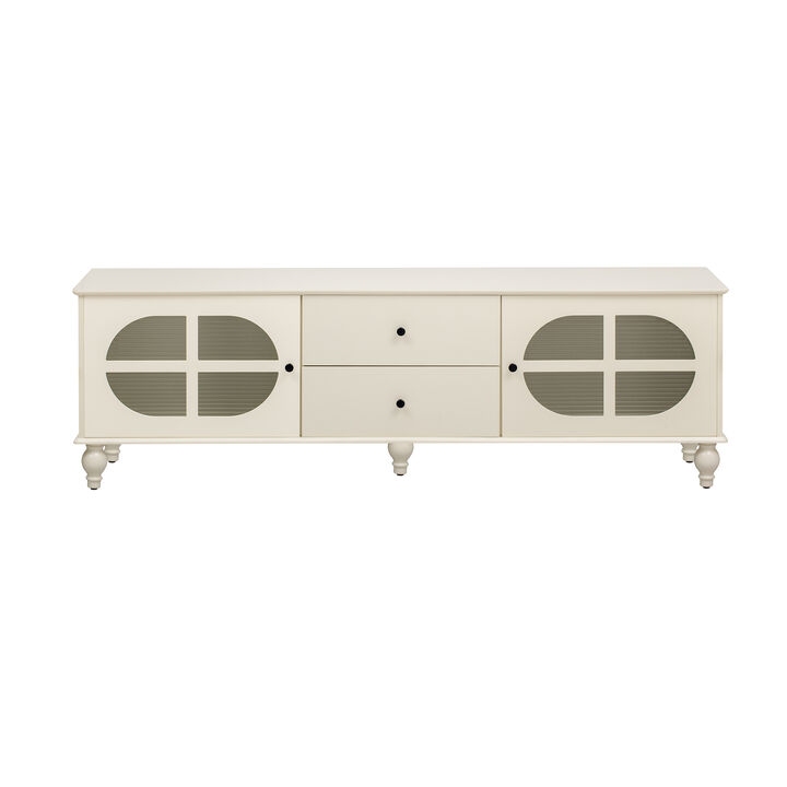 Merax TV Stand with Fluted Glass Doors