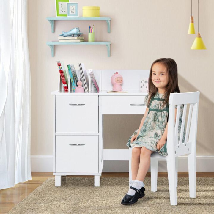Hivvago Kids Wooden Writing Furniture Set with Drawer and Storage Cabinet