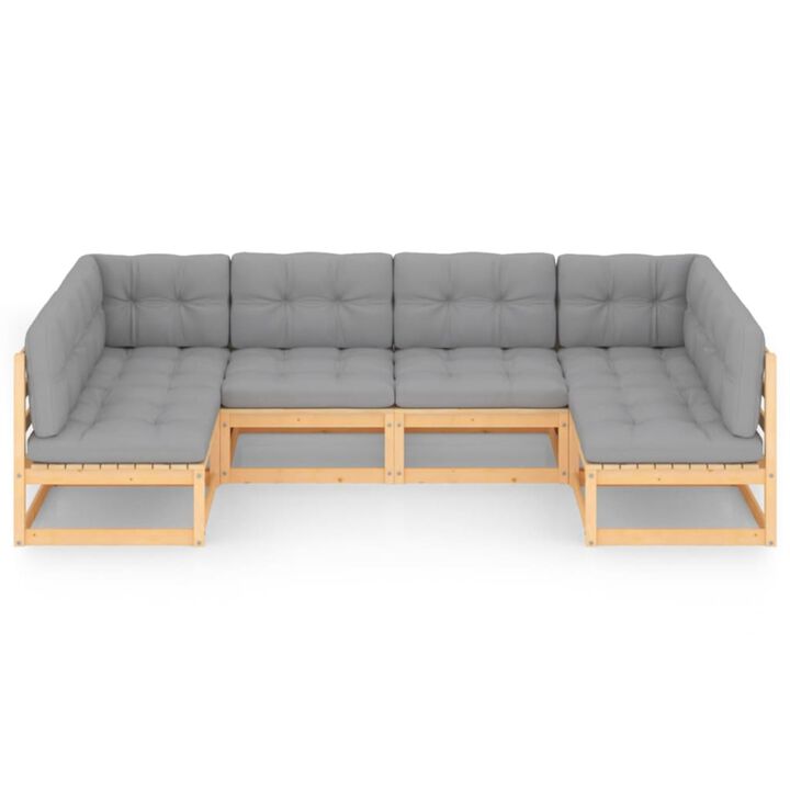 vidaXL 6 Piece Garden Lounge Set with Cushions Solid Pinewood