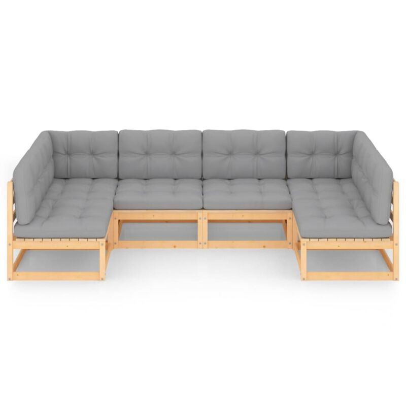 vidaXL 6 Piece Garden Lounge Set with Cushions Solid Pinewood