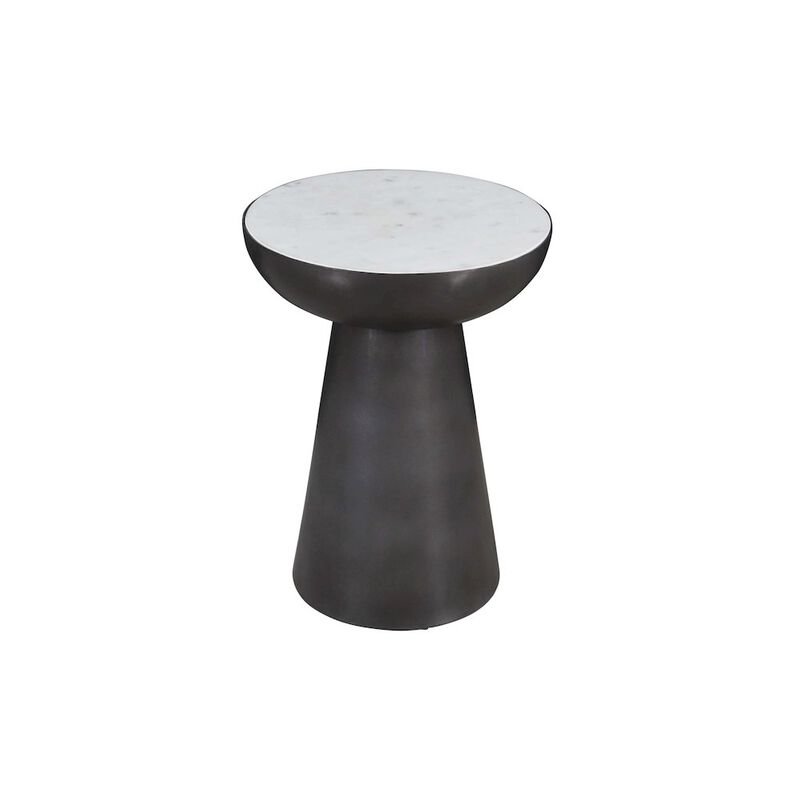 Circularity Modern Luxury Marble and Iron 15" Round Chairside Pedestal End Table
