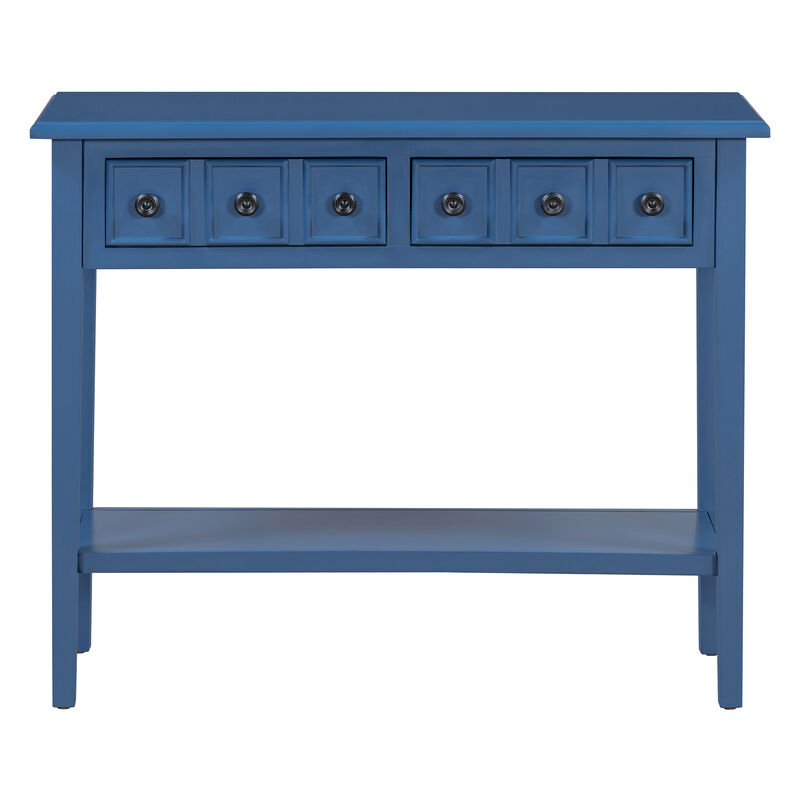 Merax Rustic Console Table with Drawers and Open Shelf