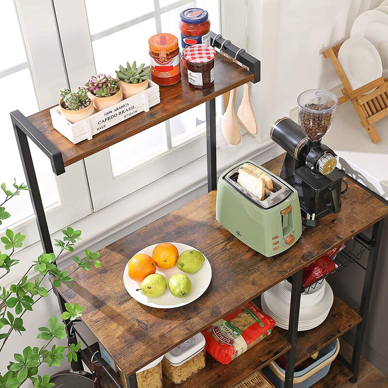 Baker’s Rack with Shelves, Kitchen Shelf with Wire Basket