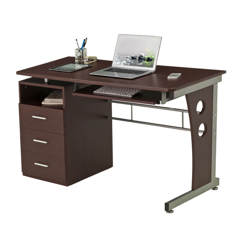 Computer Desk With Ample Storage, Chocolate