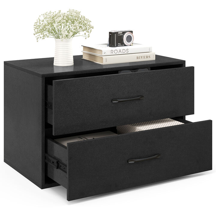 2-Drawer Stackable Horizontal Storage Cabinet Dresser Chest with Handles for Bedroom or Living Room