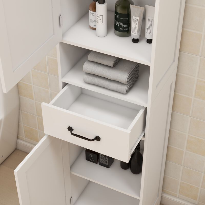 Slim Double Door Floor Standing Cabinet, Space-Saving Storage Solution for Any Room