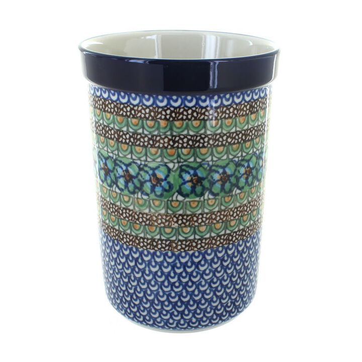 Blue Rose Polish Pottery Bluebird Utensil Jar