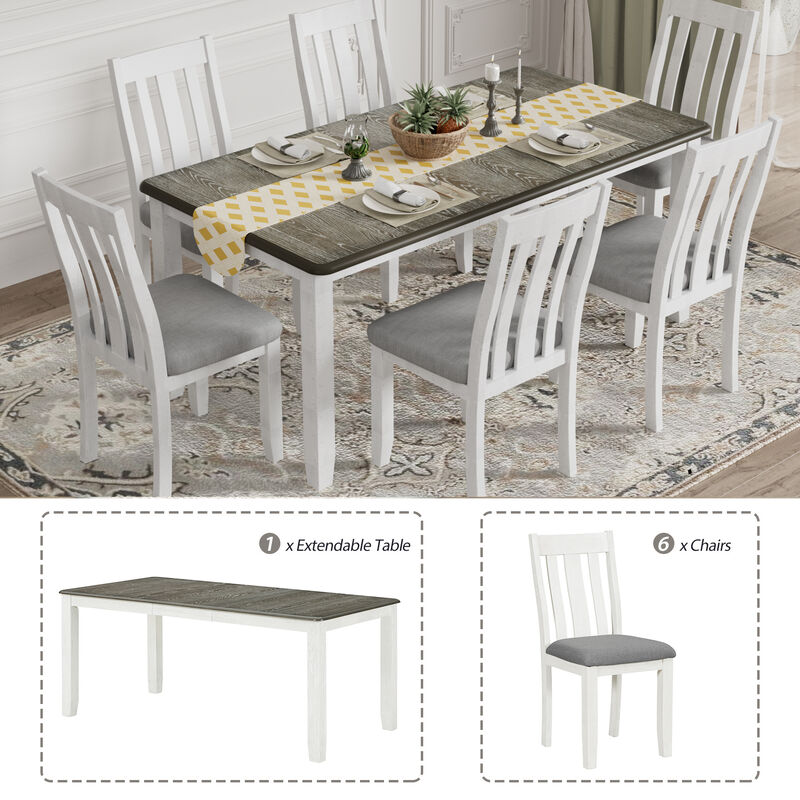 Merax Retro Style 7-Piece Dining Table Set