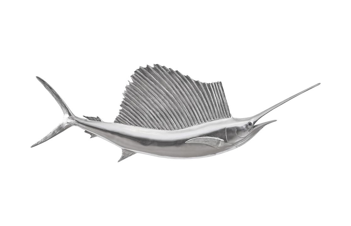Sail Fish Wall Sculpture Silver Leaf