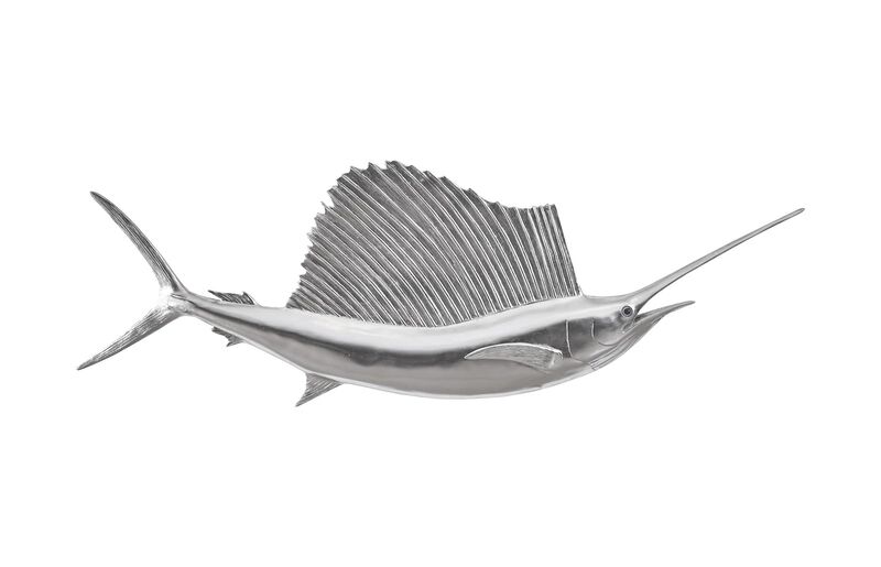 Sail Fish Wall Sculpture Silver Leaf