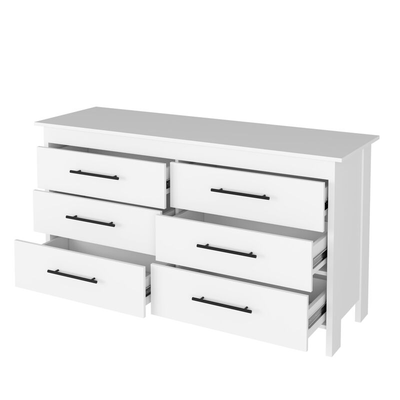 6 Drawer Double Dresser Wezz, Bedroom, White