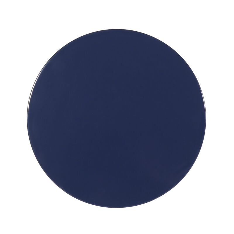 Kemo Outdoor End Table Set of 2, Round Top, Cutout Design, Navy Blue - Benzara