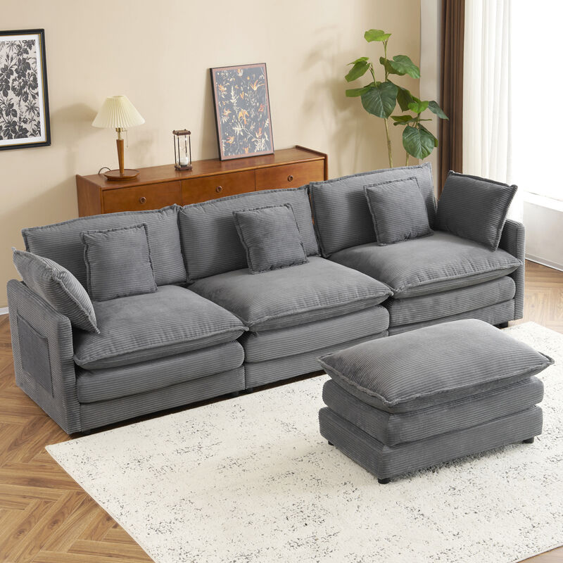 Merax Modern Corduroy Sectional Sofa for Living Room