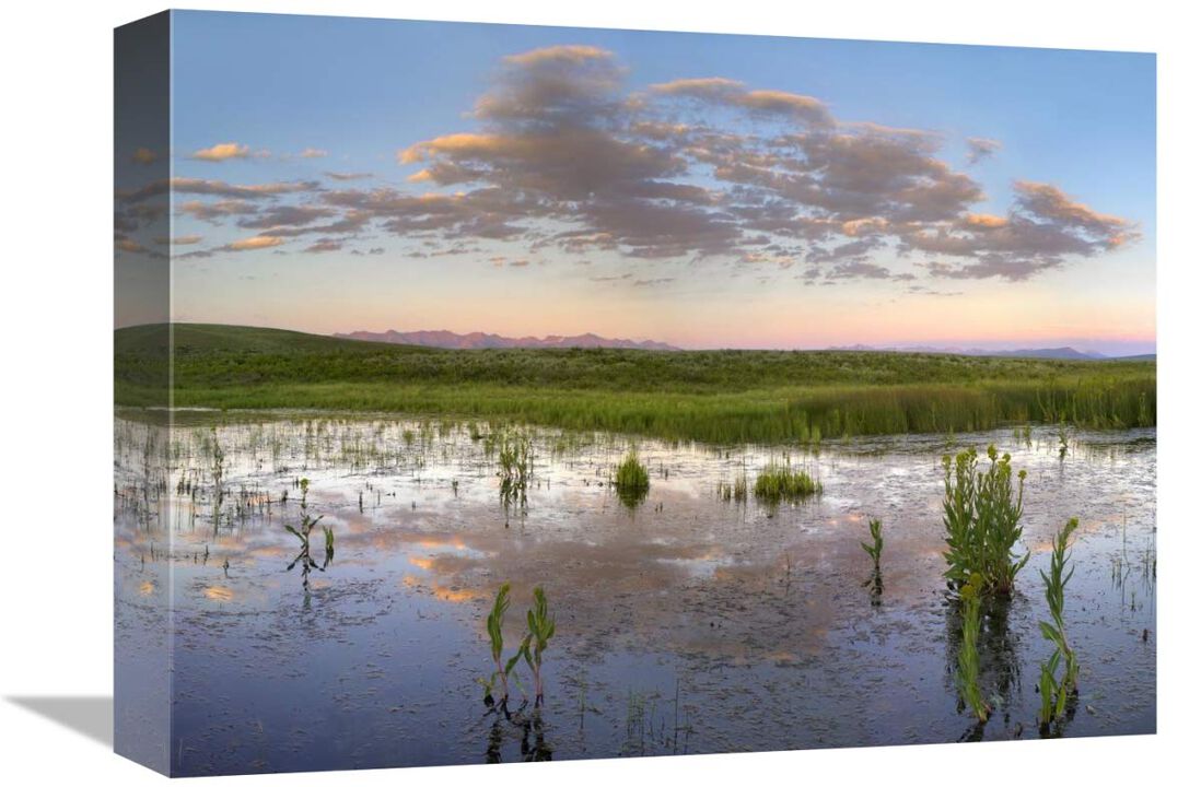 Reflection of clouds in the water, Arapaho National Wildlife Refuge, Colorado-Canvas Art-16x12