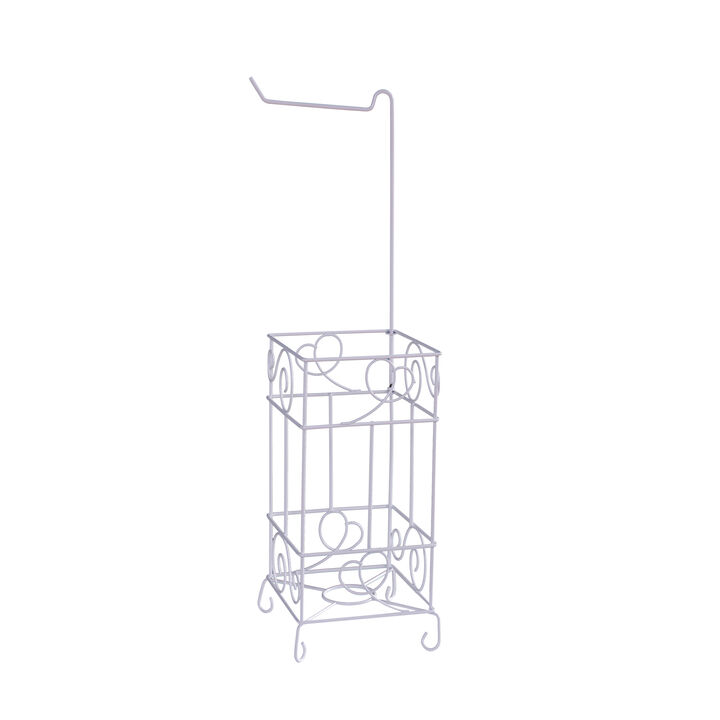 White Toilet Paper Holder Stand Stack up to 3 Rolls