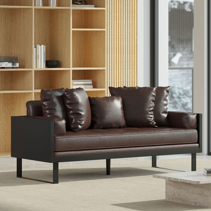 Merax Modern PU Leather Loveseat Sofa
