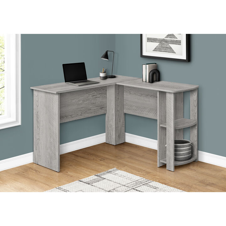 Monarch Specialties I 7720 Computer Desk, Home Office, Corner, Storage Shelves, 48"L, L Shape, Work, Laptop, Laminate, Grey, Contemporary, Modern
