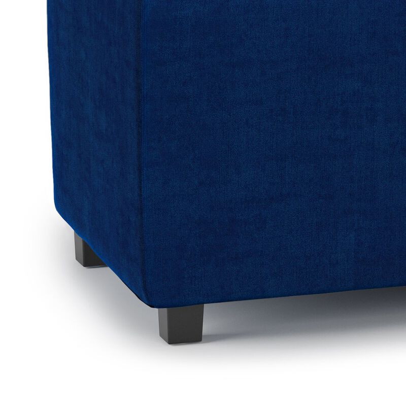Simpli Home Avalon Storage Ottoman In Blue Velvet Fabric