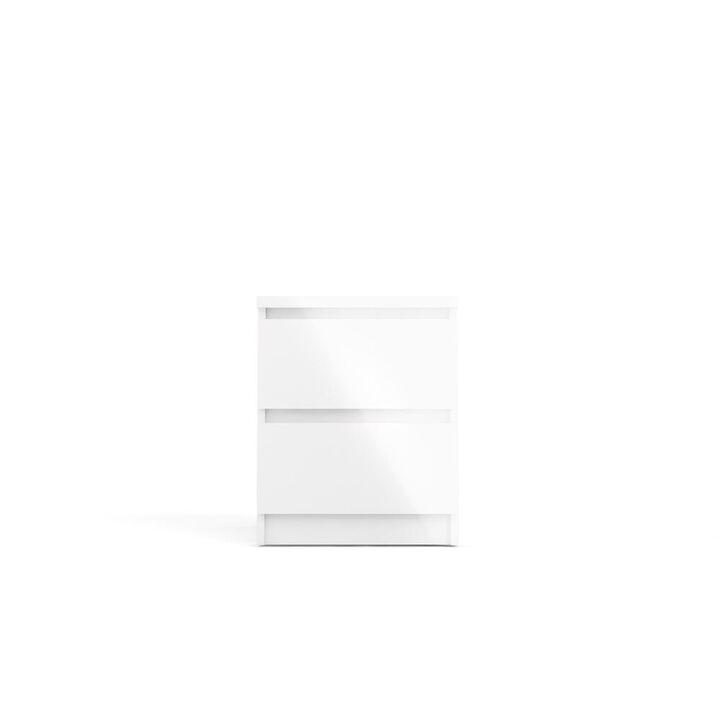 Tvilum 2 Drawer Nightstand White High Gloss