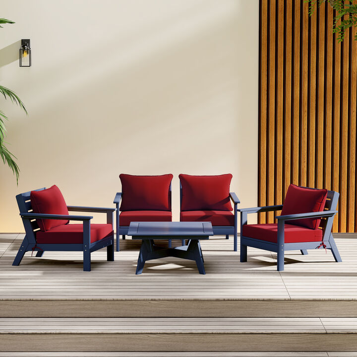 WestinTrends Outdoor 5-Piece Modular Sectional Patio Furniture Sofa Set