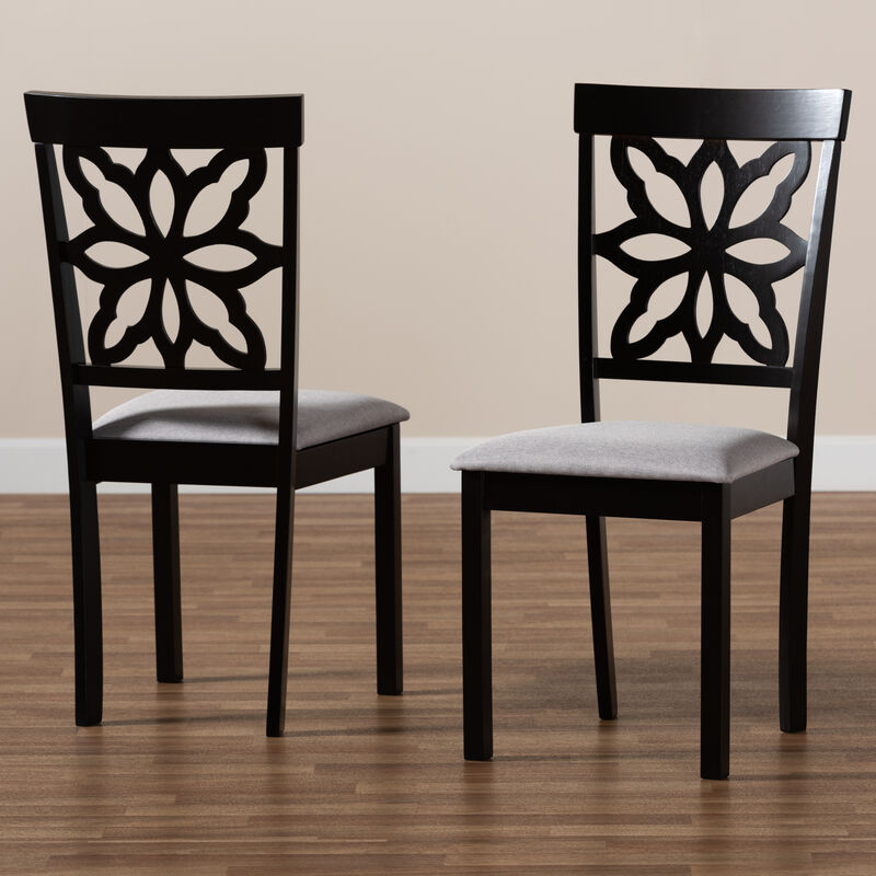 Baxton Studio Samwell Modern Grey Fabric Upholstered Wood 2 Piece Dining Chair Set