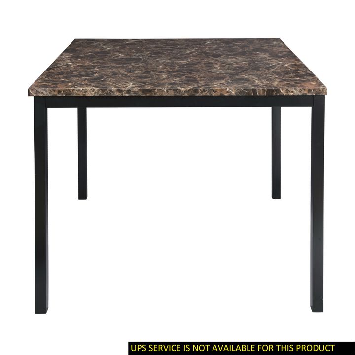 Counter Height Table 1 Piece Metal Frame Faux Mable Top Square Transitional Dining Room Furniture