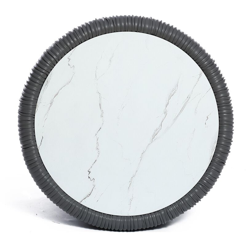 LuxenHome 15.8" H White Round Side Table