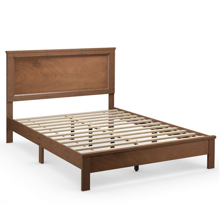 Full Size Platform Slat Bed Frame with High Headboard
