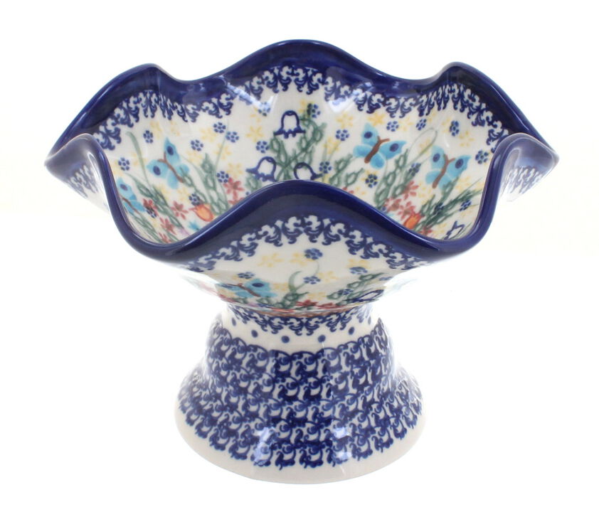 Blue Rose Polish Pottery Savannah Pedestal Candy Dish