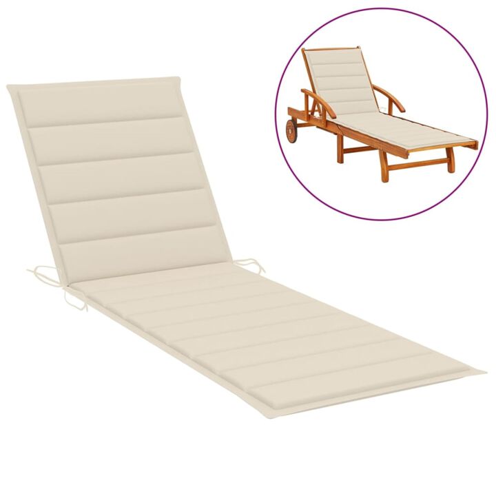 vidaXL Sun Lounger Cushion Cream 78.7"x19.7"x1.6" Fabric