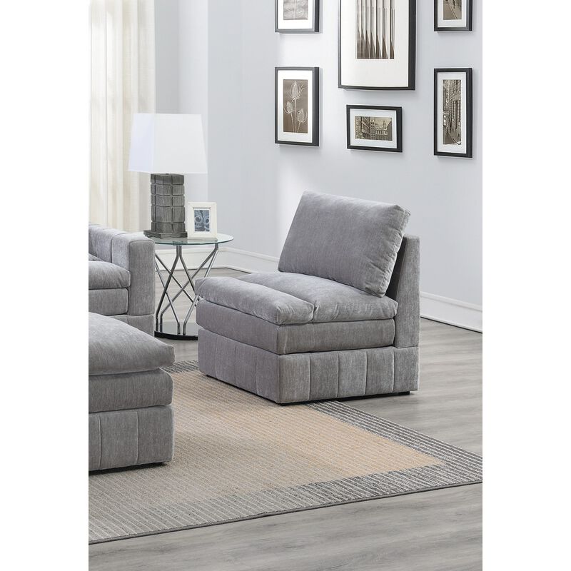 1 Piece Armless Chair Modular Plush Chair Sectional Sofa Granite Morgan Fabric Suede