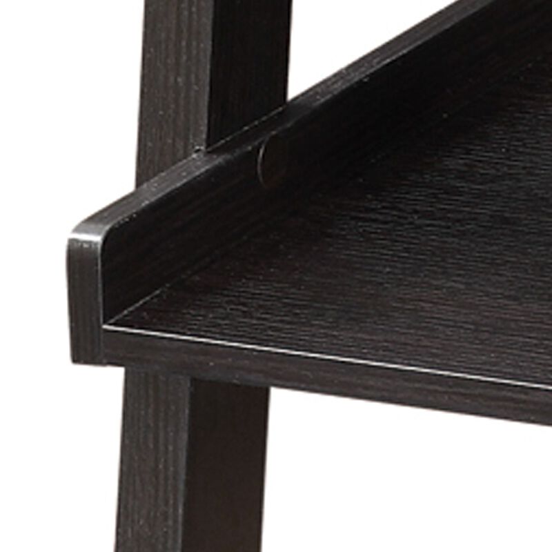 Sleek Wooden Ladder Bookcase with 5 Shelves, Brown-Benzara
