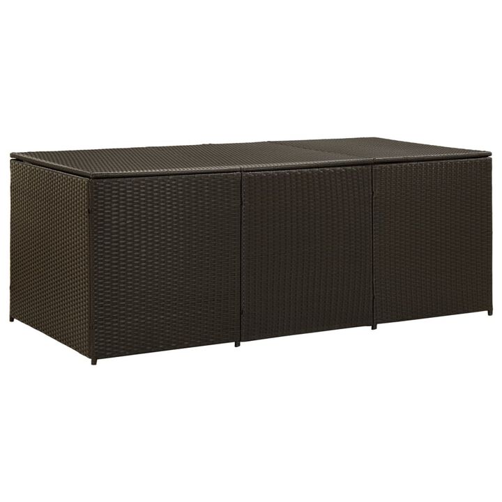 Outdoor Storage Box, Brown Rattan, 71 Inch Powder Coated Steel Frame - Benzara