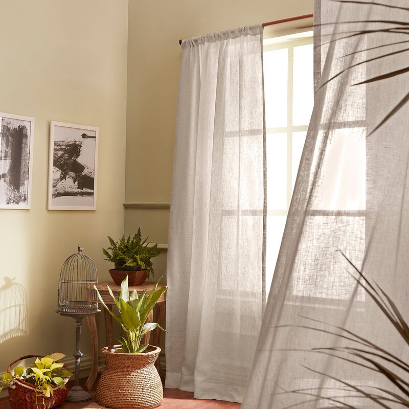 Solino Home 100% Pure Linen Sheer Curtain for Thanksgiving, Christmas
