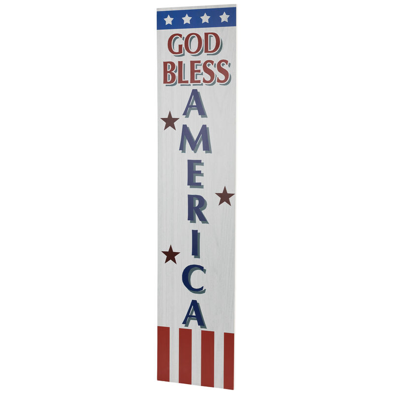 35.75" God Bless America Patriotic Wooden Porch Board Sign Decoration