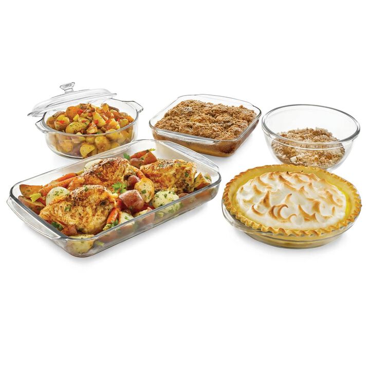 Hivvago 6-Piece Glass Bakeware Casserole Baking Dish Set - Microwave and Oven Safe