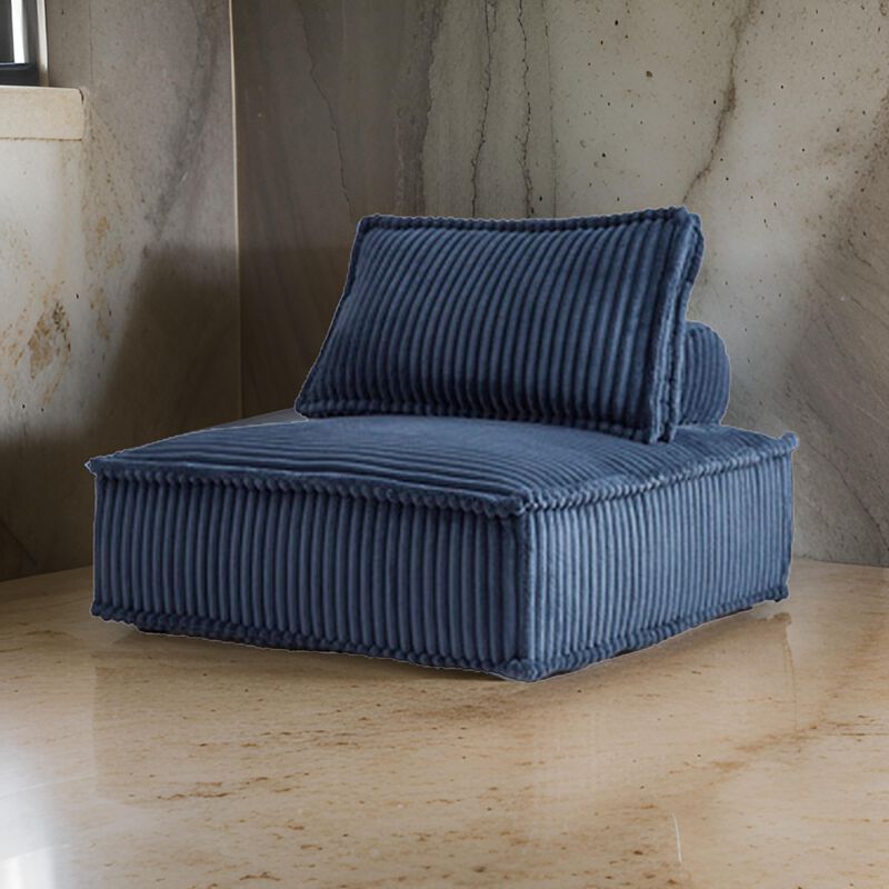 Vico Accent Chair, Armless Modular Design, Soft Blue Striped Polyester -