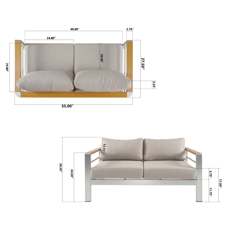 Merax Outdoor Aluminum Loveseat with Cushion