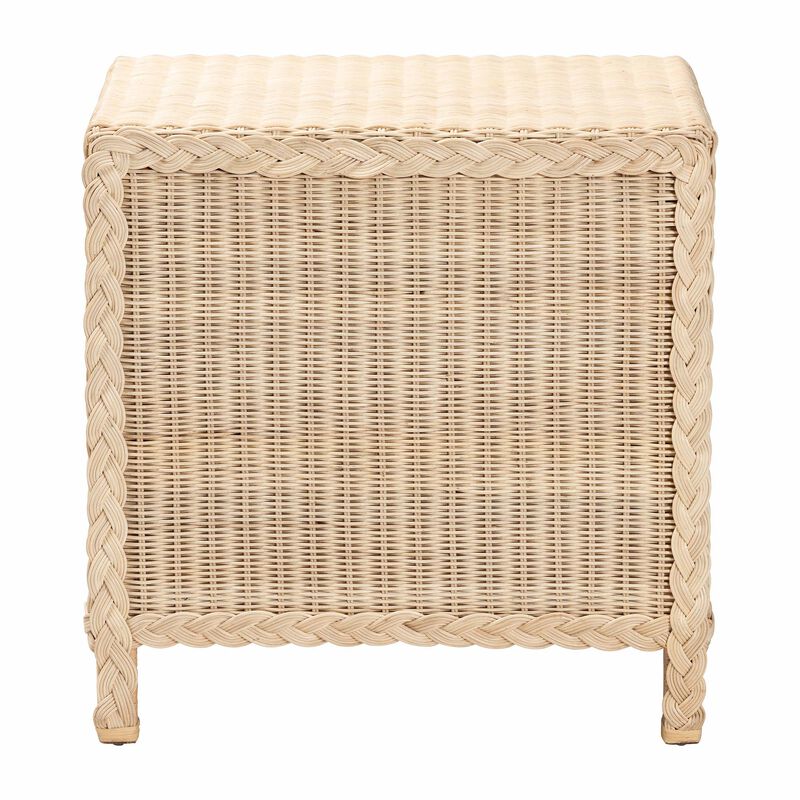 bali & pari Lanica Japandi Sun Bleached Rattan 3 Drawer Nightstand