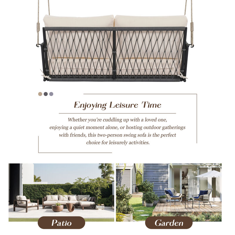 Merax Woven Rope Outdoor Swing Sofa