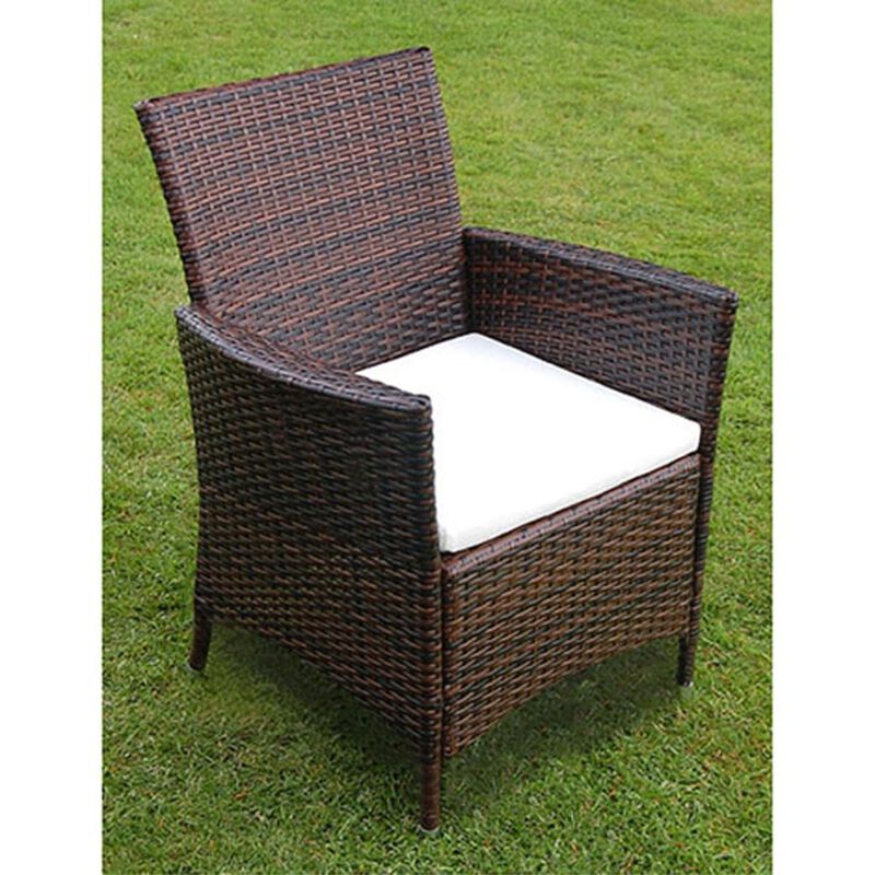 vidaXL 7 Piece Outdoor Dining Set with Cushions Poly Rattan Brown