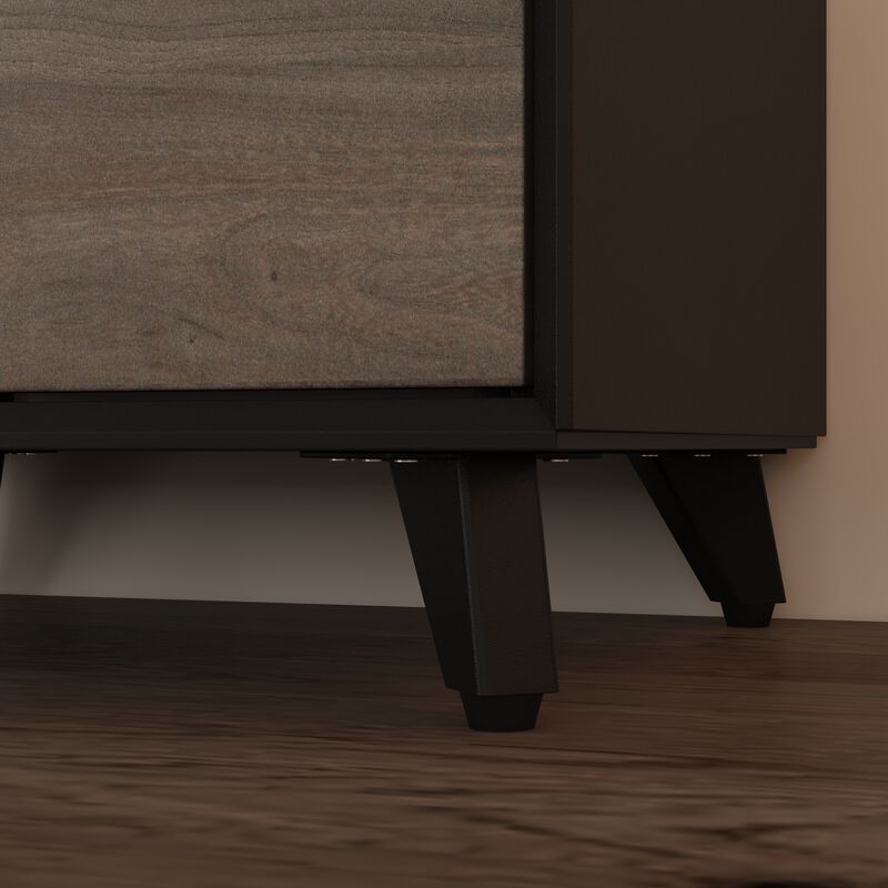 FUFU&GAGA Tall Dining Cabinet with Doors and Shelves, (18.9" W x 15.7" D x 66.9" H),Black and Brown