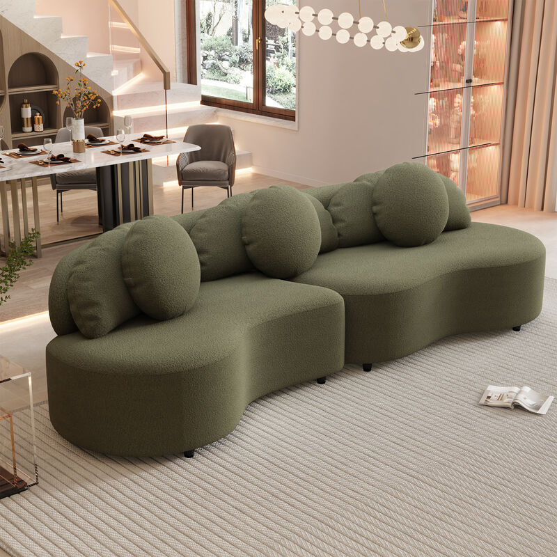 Merax Modern Curved Design Lamb Velvet Sofa