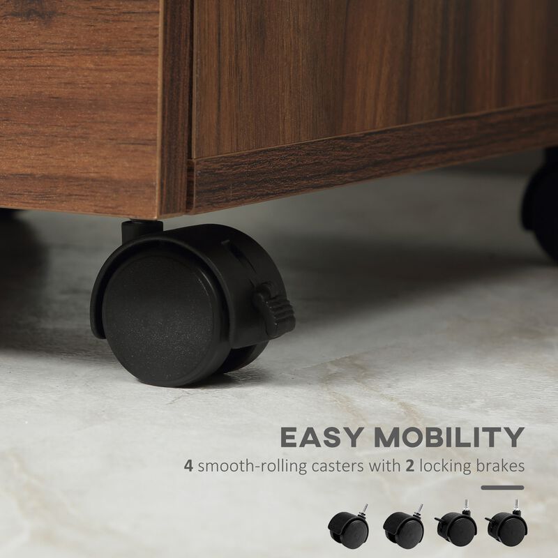 Brown Office Storage: Mobile 3-Drawer File Cabinet